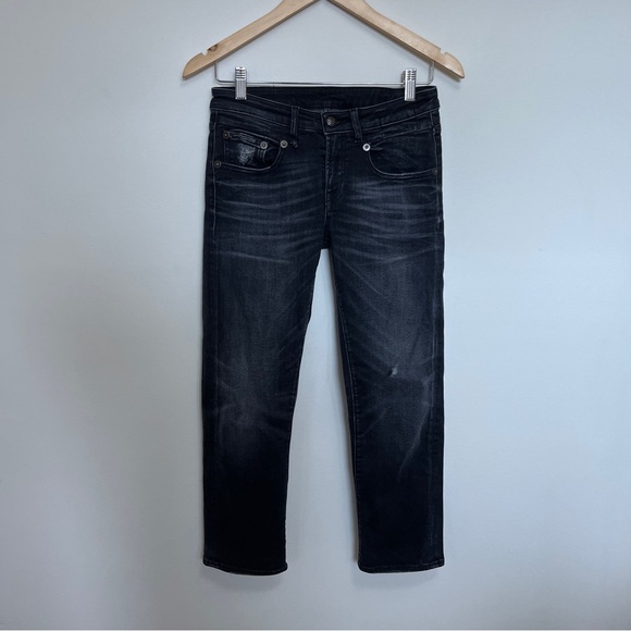 R13 Denim - R13 Boy Straight Distressed Jean in Black Size 25